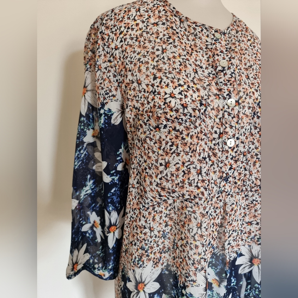Fig and flower sheer shirt dress - Picture 2 of 5